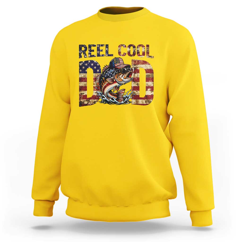 Patriotic Reel Cool Dad Sweatshirt American Flag Fishing Fathers Day Gift