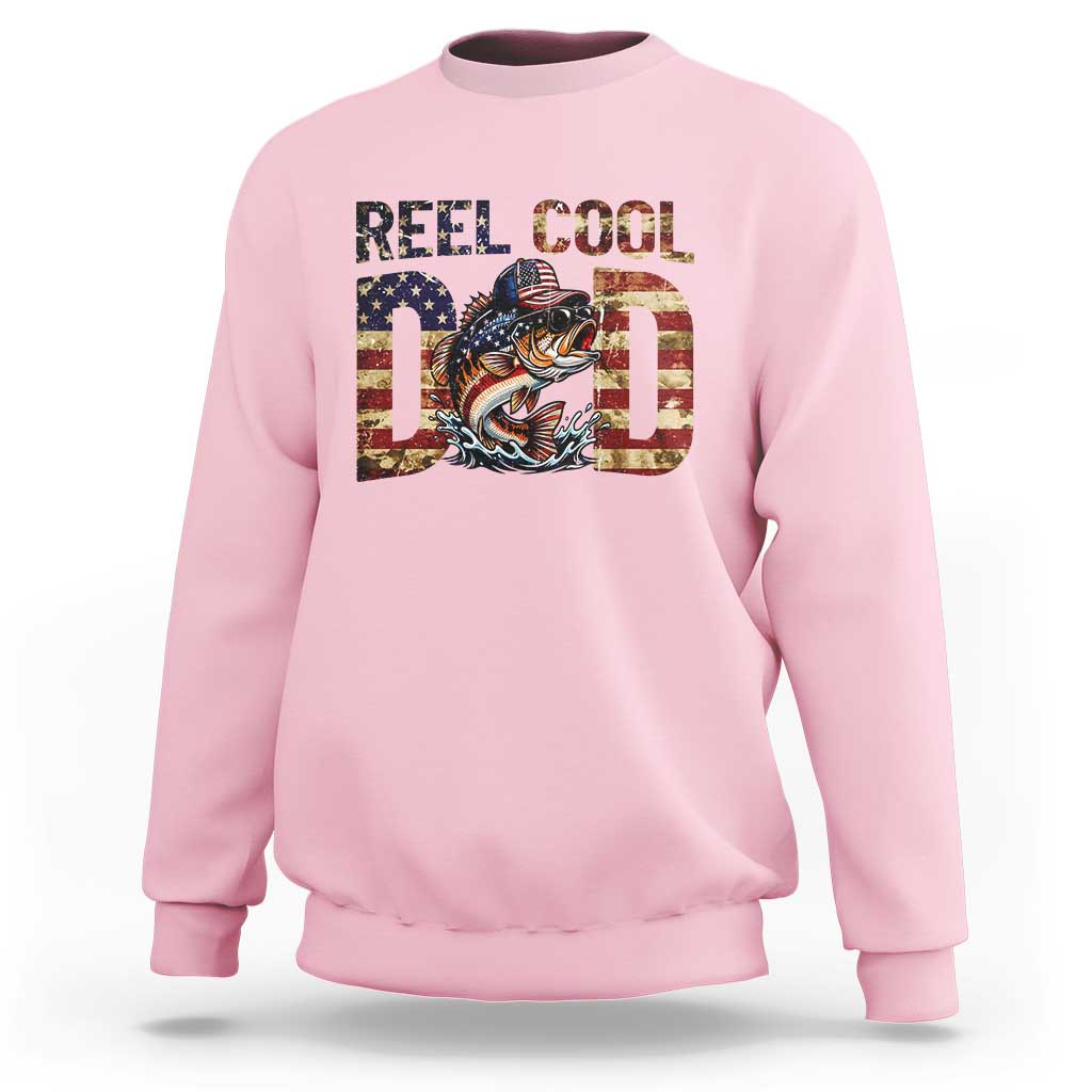 Patriotic Reel Cool Dad Sweatshirt American Flag Fishing Fathers Day Gift