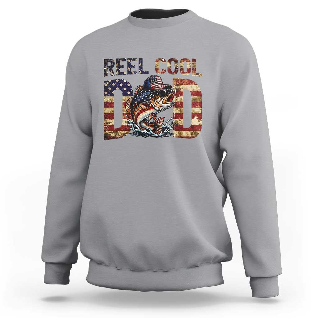 Patriotic Reel Cool Dad Sweatshirt American Flag Fishing Fathers Day Gift