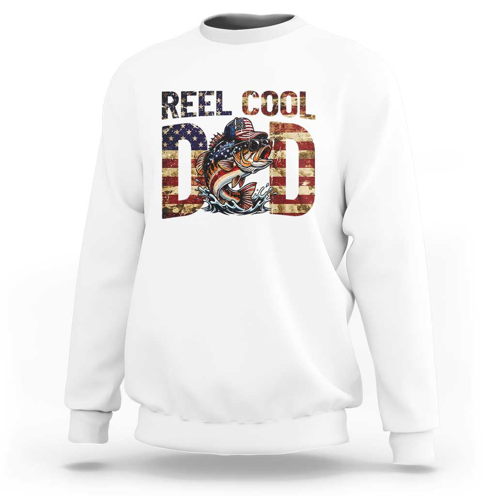 Patriotic Reel Cool Dad Sweatshirt American Flag Fishing Fathers Day Gift