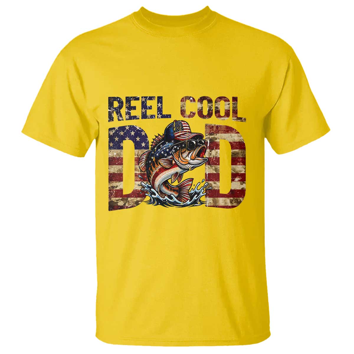 Patriotic Reel Cool Dad T Shirt American Flag Fishing Fathers Day Gift