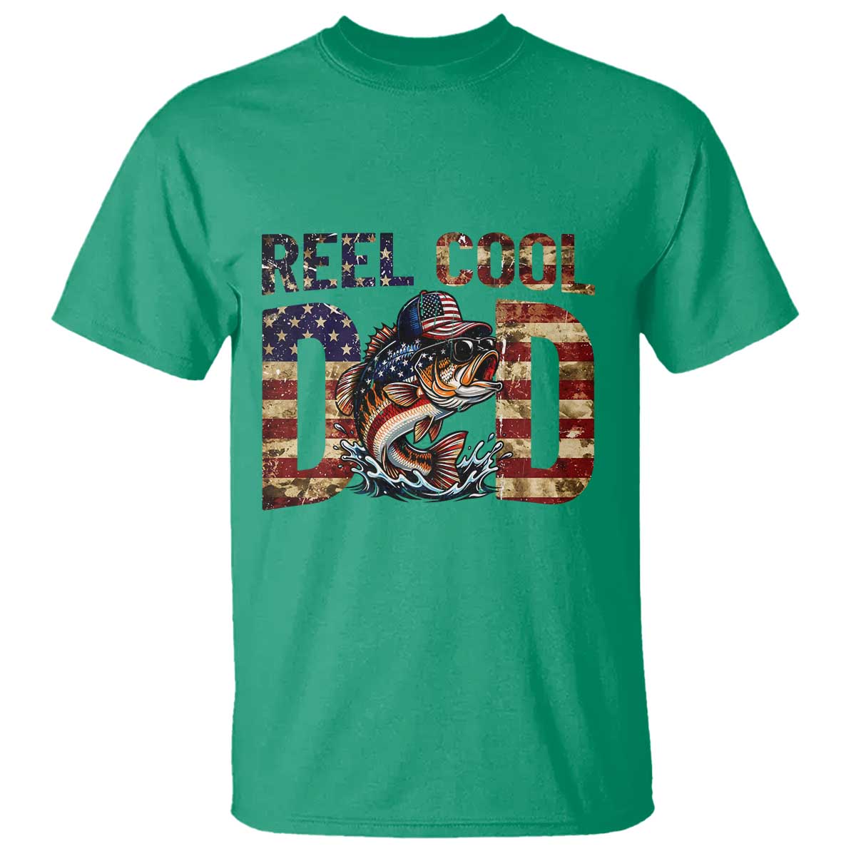 Patriotic Reel Cool Dad T Shirt American Flag Fishing Fathers Day Gift