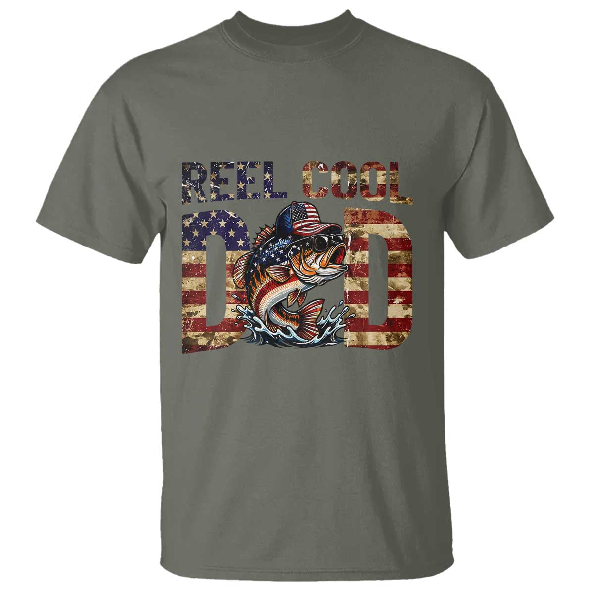Patriotic Reel Cool Dad T Shirt American Flag Fishing Fathers Day Gift