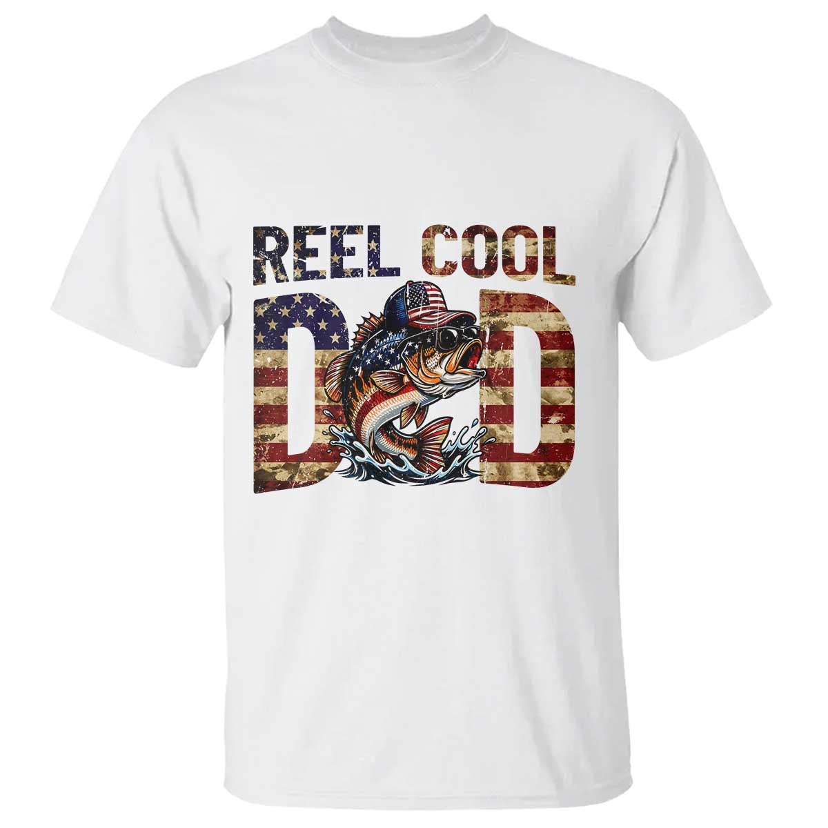 Patriotic Reel Cool Dad T Shirt American Flag Fishing Fathers Day Gift