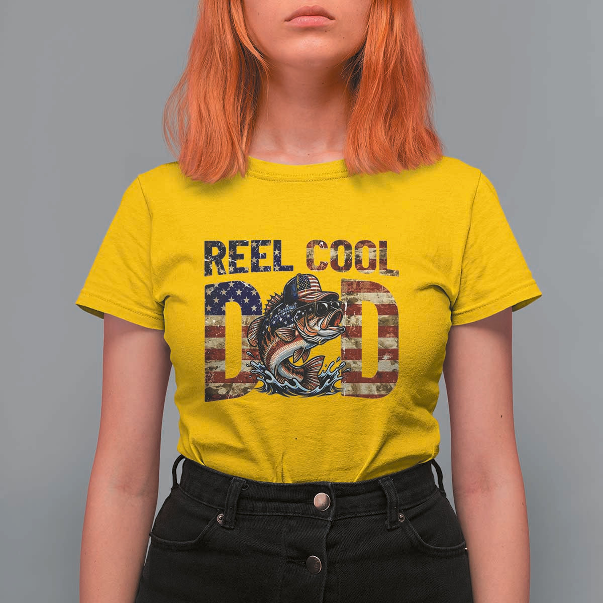 Patriotic Reel Cool Dad T Shirt For Women American Flag Fishing Fathers Day Gift