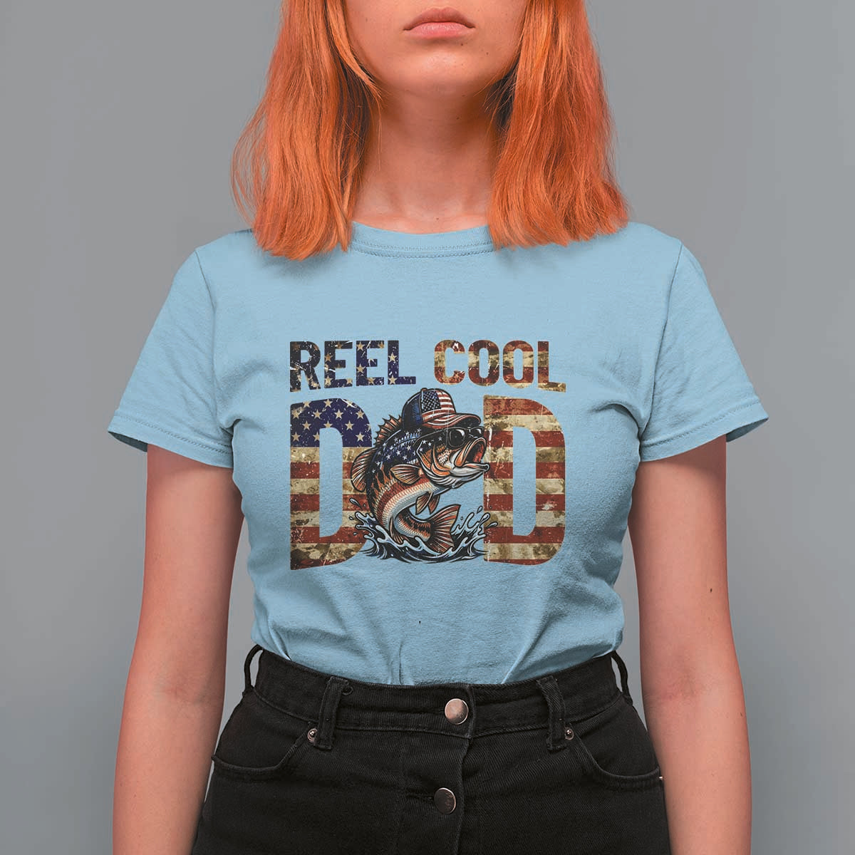 Patriotic Reel Cool Dad T Shirt For Women American Flag Fishing Fathers Day Gift