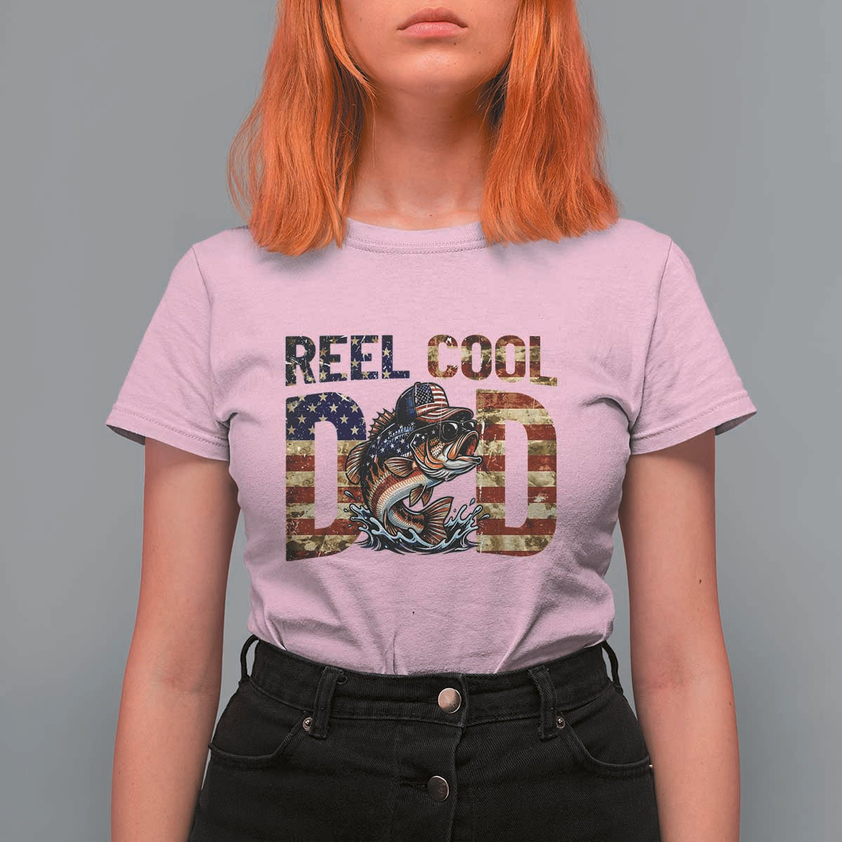 Patriotic Reel Cool Dad T Shirt For Women American Flag Fishing Fathers Day Gift