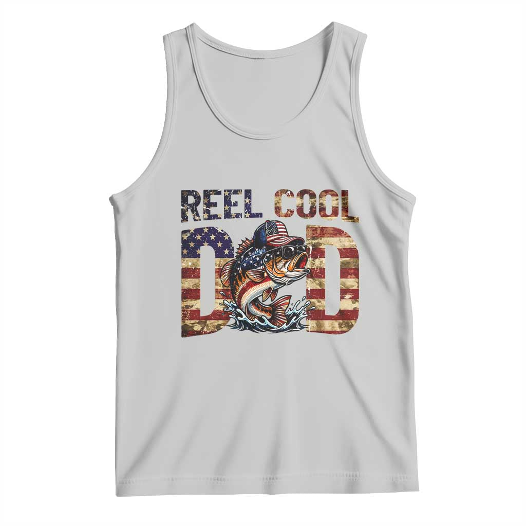 Patriotic Reel Cool Dad Tank Top American Flag Fishing Fathers Day Gift