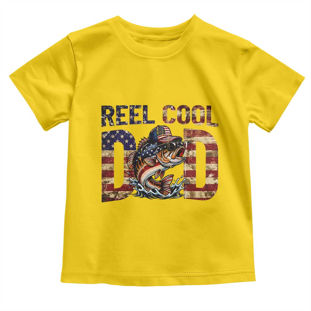 Patriotic Reel Cool Dad Toddler T Shirt American Flag Fishing Fathers Day Gift