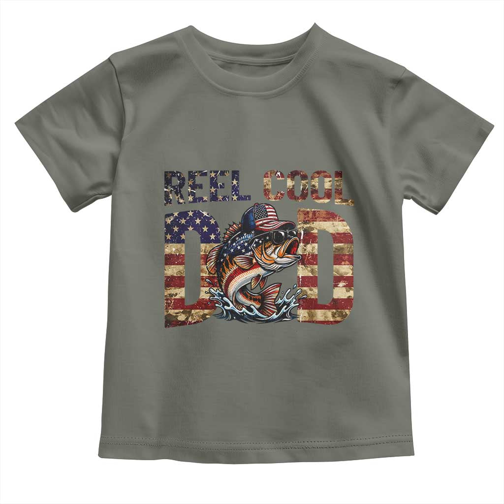 Patriotic Reel Cool Dad Toddler T Shirt American Flag Fishing Fathers Day Gift