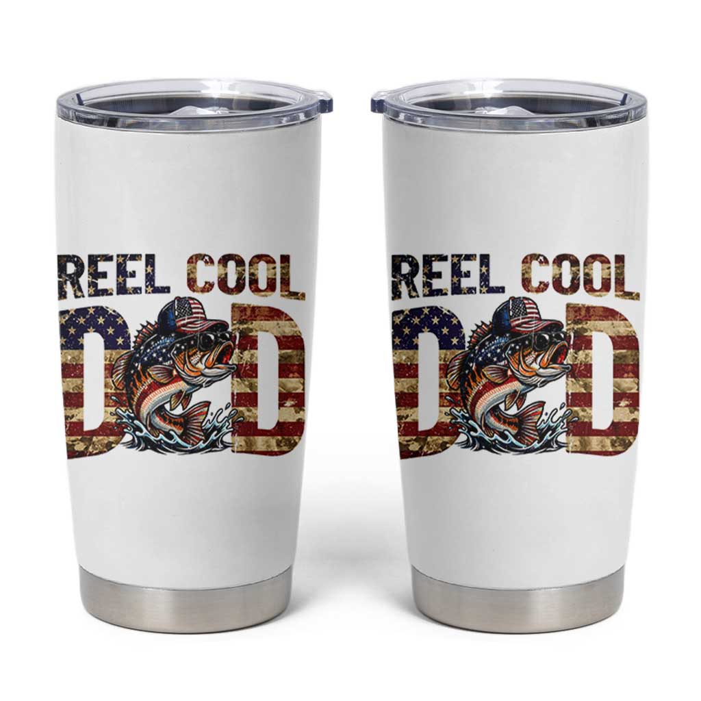 Patriotic Reel Cool Dad Tumbler Cup American Flag Fishing Fathers Day Gift