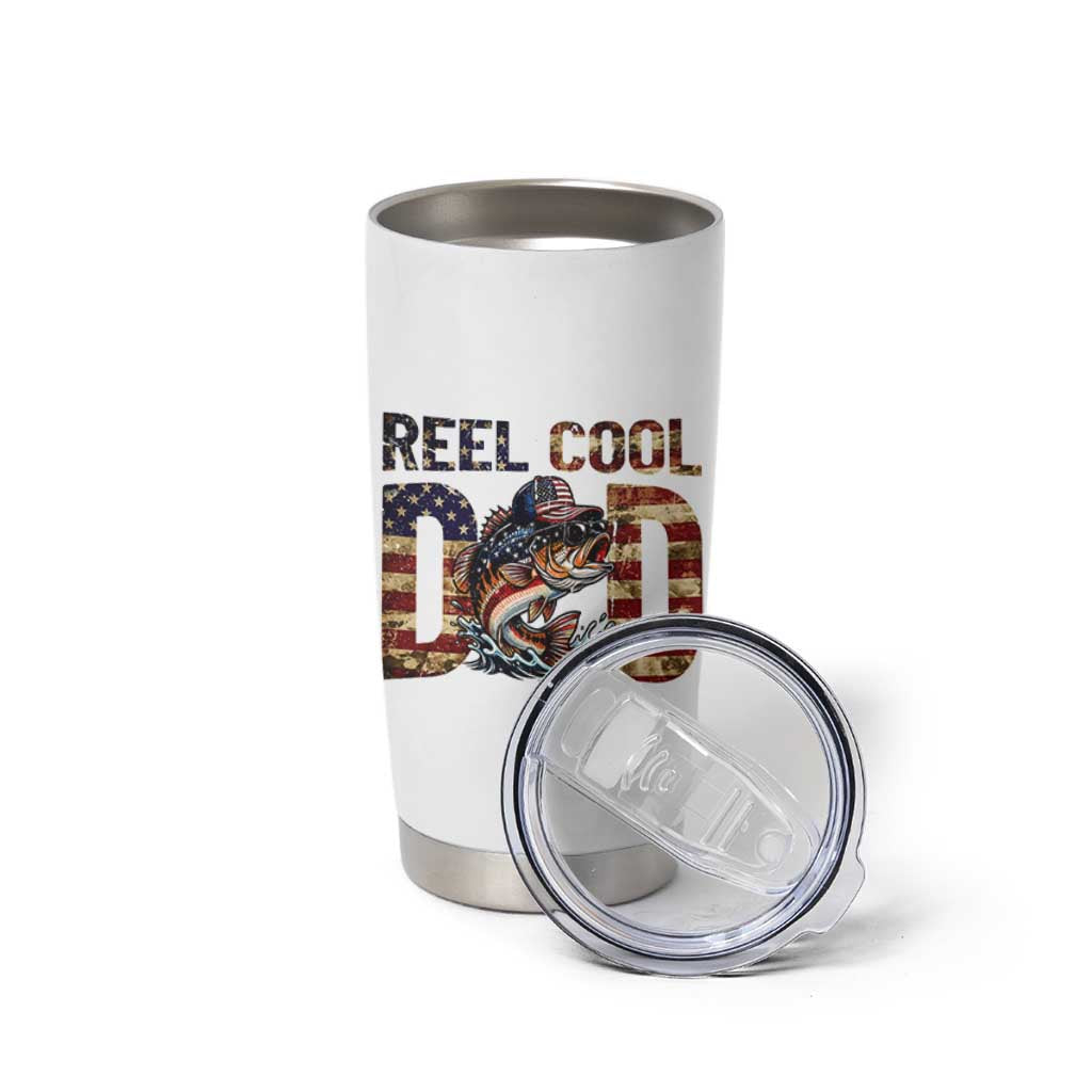 Patriotic Reel Cool Dad Tumbler Cup American Flag Fishing Fathers Day Gift