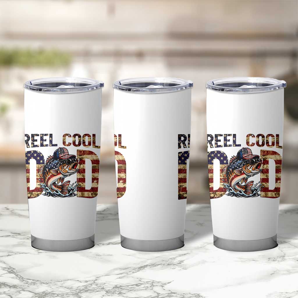 Patriotic Reel Cool Dad Tumbler Cup American Flag Fishing Fathers Day Gift