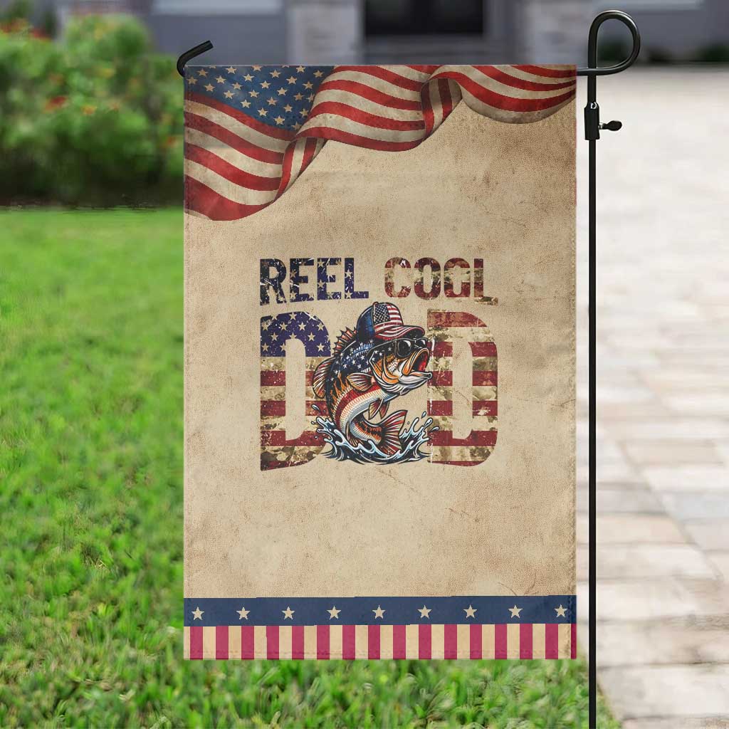 Reel Cool Dad Patriotic Garden Flag American Flag Fishing Fathers Day Gift