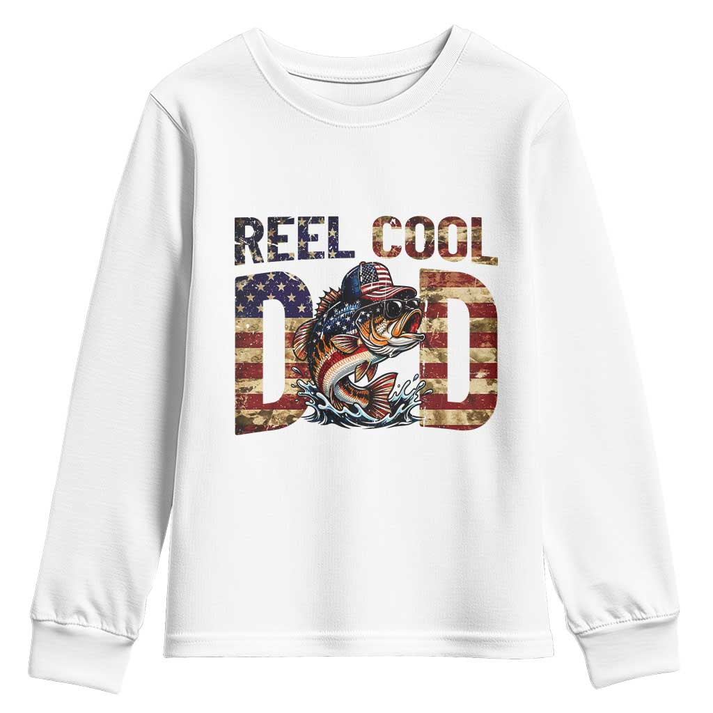 Patriotic Reel Cool Dad Youth Sweatshirt American Flag Fishing Fathers Day Gift