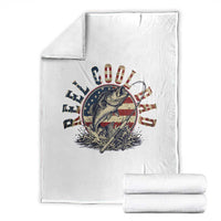 Reel Cool Dad Graphic Throw Blanket 4th Of July Fishing Patriotic Dad