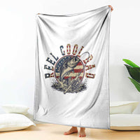 Reel Cool Dad Graphic Throw Blanket 4th Of July Fishing Patriotic Dad