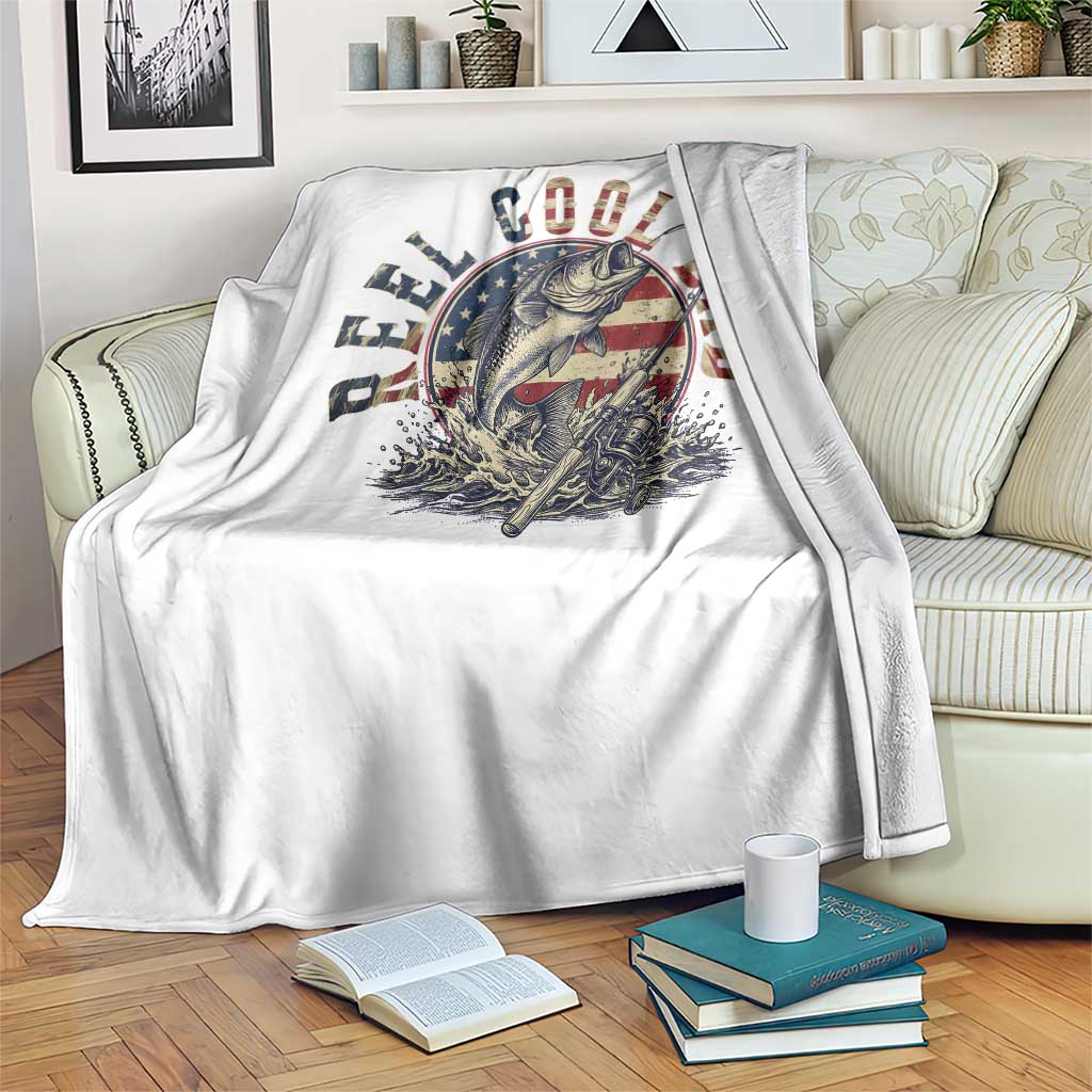 Reel Cool Dad Graphic Throw Blanket 4th Of July Fishing Patriotic Dad