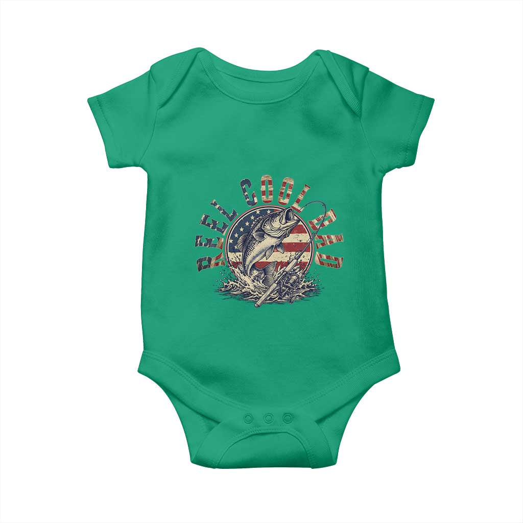 Reel Cool Dad Graphic Baby Onesie 4th Of July Fishing Patriotic Dad
