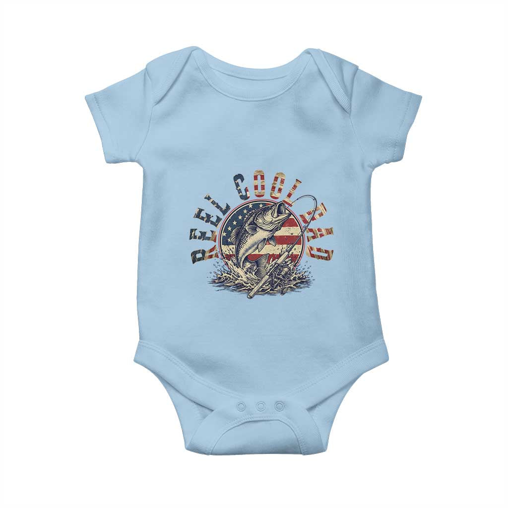 Reel Cool Dad Graphic Baby Onesie 4th Of July Fishing Patriotic Dad