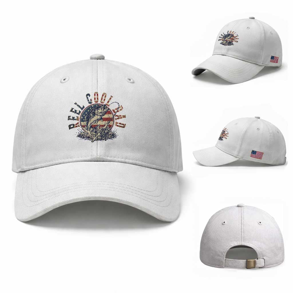 Reel Cool Dad Graphic Baseball Cap 4th Of July Fishing Patriotic Dad