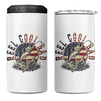Reel Cool Dad Graphic 4 in 1 Can Cooler Tumbler 4th Of July Fishing Patriotic Dad