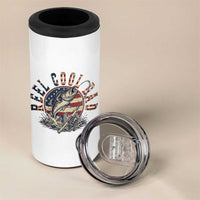 Reel Cool Dad Graphic 4 in 1 Can Cooler Tumbler 4th Of July Fishing Patriotic Dad