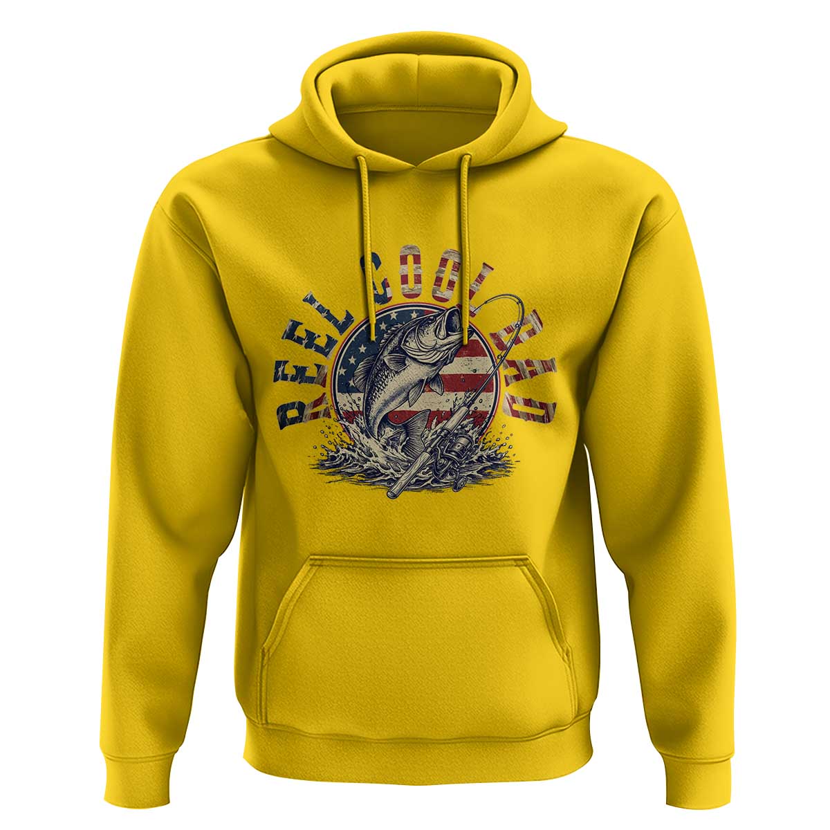 Reel Cool Dad Graphic Hoodie 4th Of July Fishing Patriotic Dad
