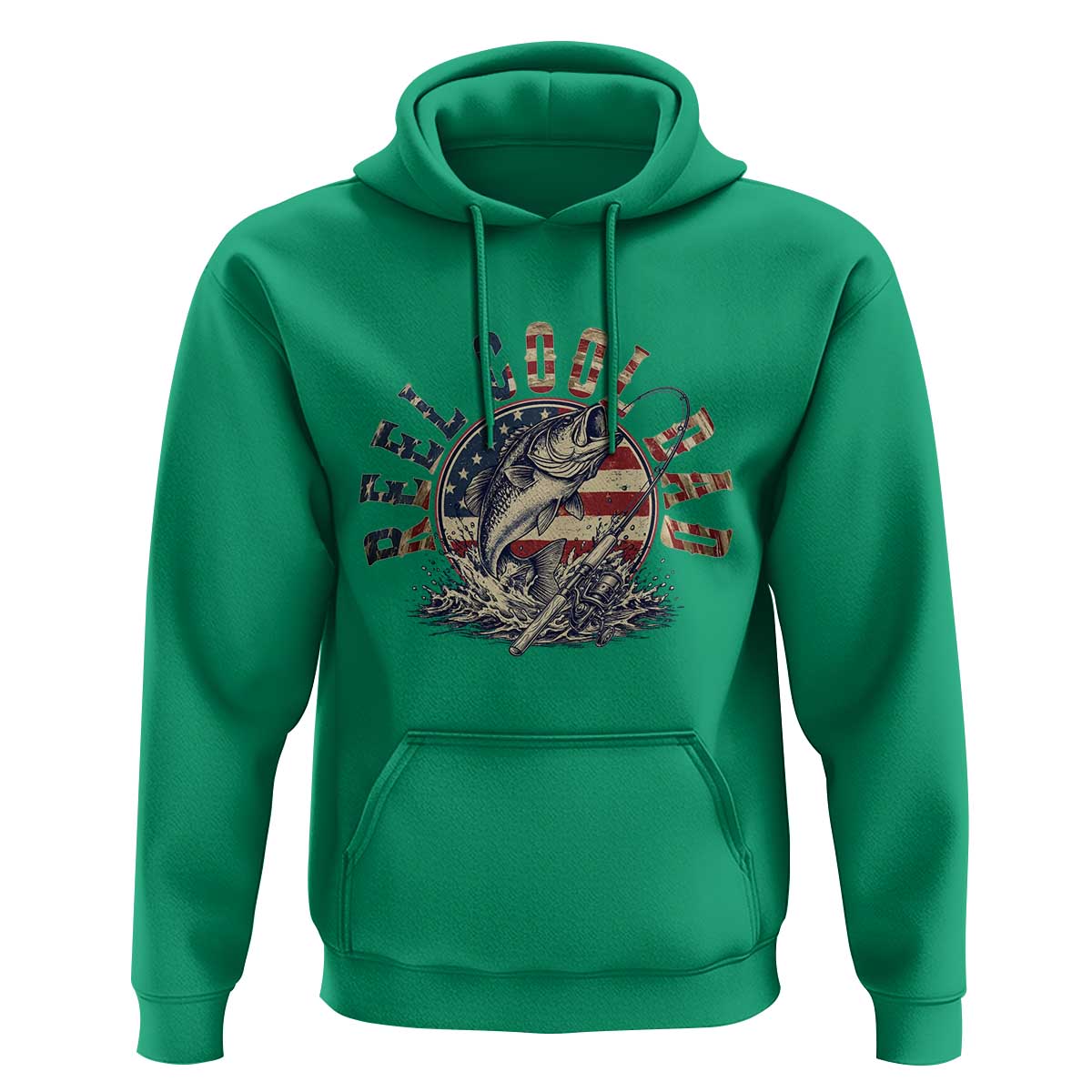 Reel Cool Dad Graphic Hoodie 4th Of July Fishing Patriotic Dad