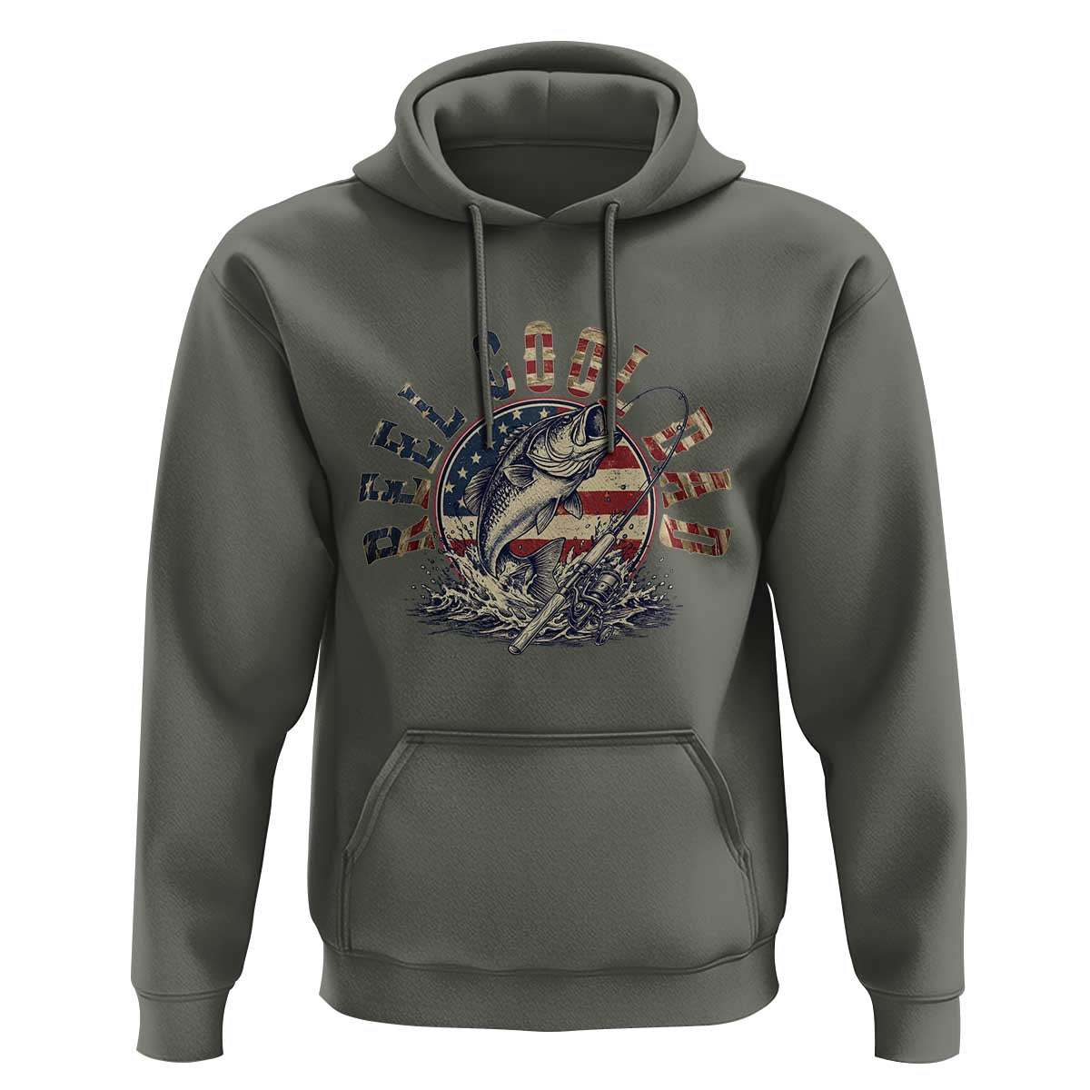 Reel Cool Dad Graphic Hoodie 4th Of July Fishing Patriotic Dad
