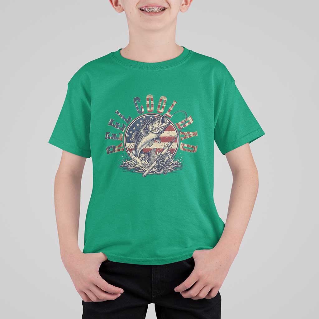 Reel Cool Dad Graphic T Shirt For Kid 4th Of July Fishing Patriotic Dad