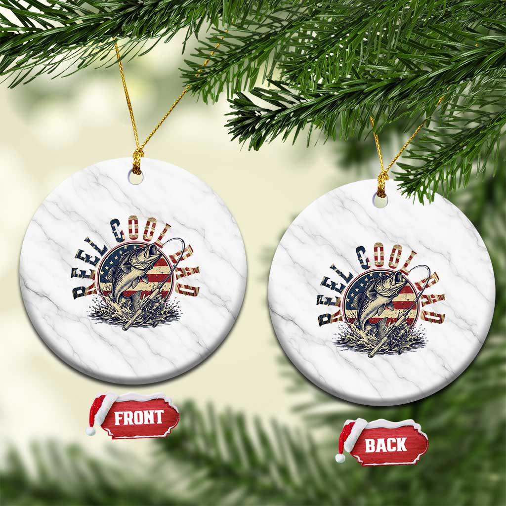 Reel Cool Dad Graphic Ceramic Ornament 4th Of July Fishing Patriotic Dad