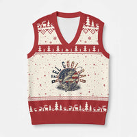 Reel Cool Dad Graphic V-Neck Knit Sweater Vest 4th Of July Fishing Patriotic Dad