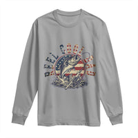 Reel Cool Dad Graphic Long Sleeve Shirt 4th Of July Fishing Patriotic Dad
