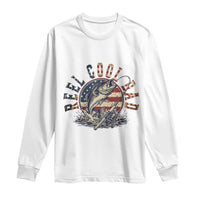 Reel Cool Dad Graphic Long Sleeve Shirt 4th Of July Fishing Patriotic Dad