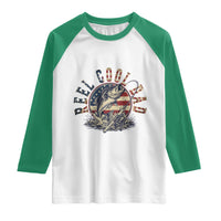 Reel Cool Dad Graphic Raglan Shirt 4th Of July Fishing Patriotic Dad