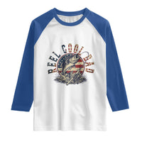 Reel Cool Dad Graphic Raglan Shirt 4th Of July Fishing Patriotic Dad