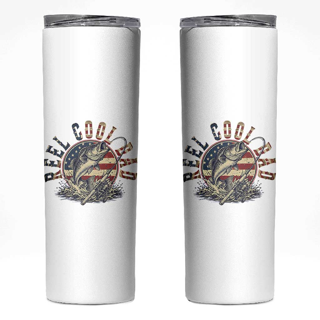 Reel Cool Dad Graphic Skinny Tumbler 4th Of July Fishing Patriotic Dad