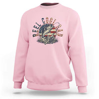 Reel Cool Dad Graphic Sweatshirt 4th Of July Fishing Patriotic Dad