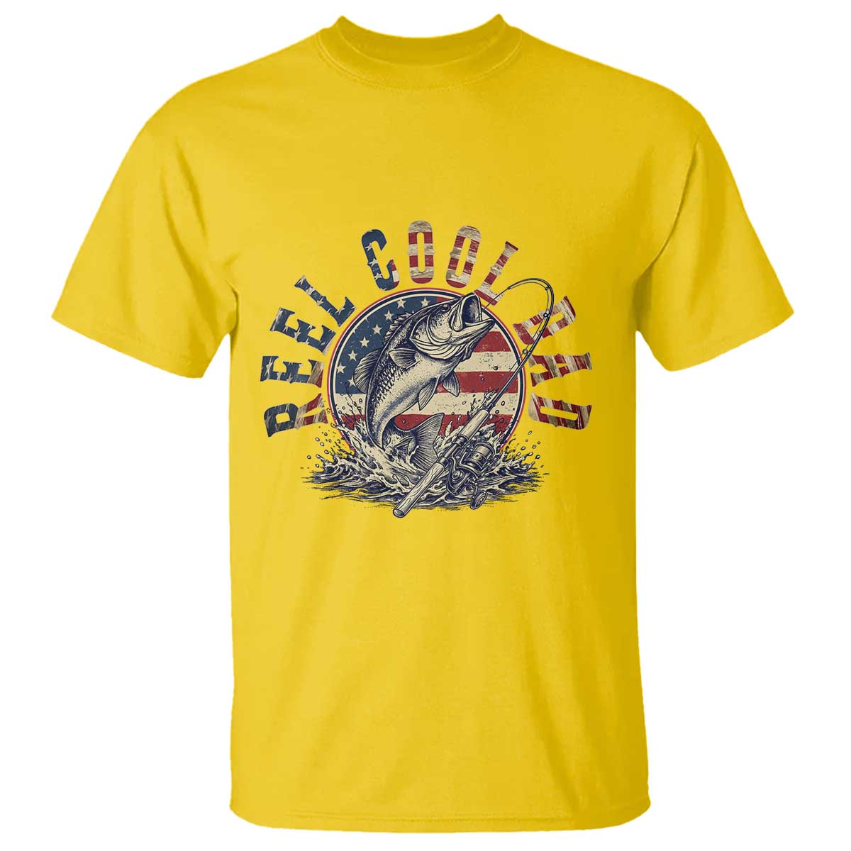Reel Cool Dad Graphic T Shirt 4th Of July Fishing Patriotic Dad
