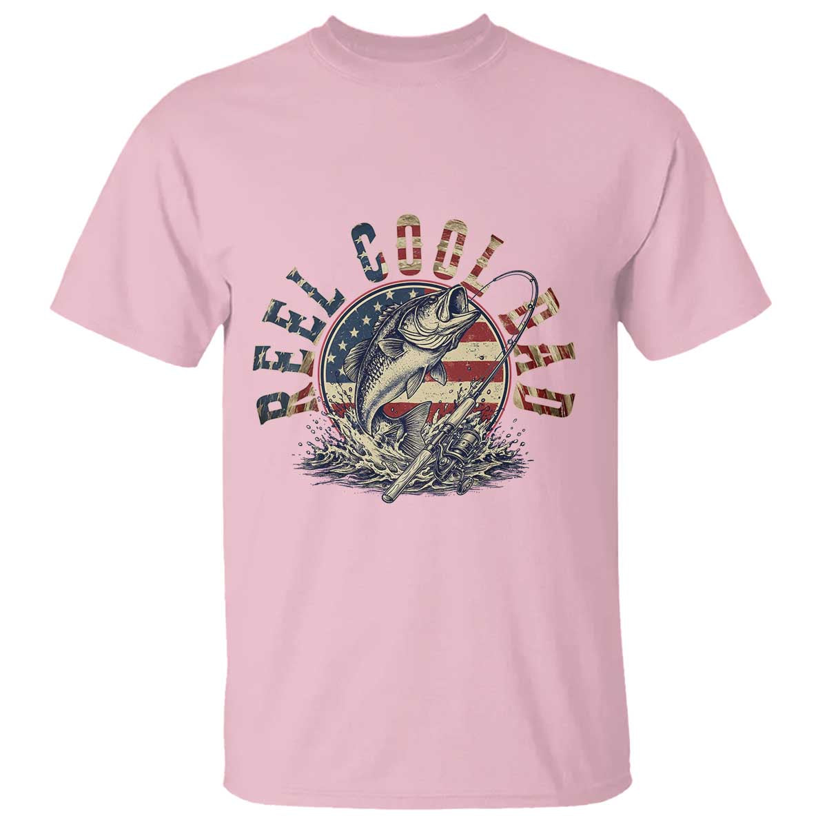 Reel Cool Dad Graphic T Shirt 4th Of July Fishing Patriotic Dad