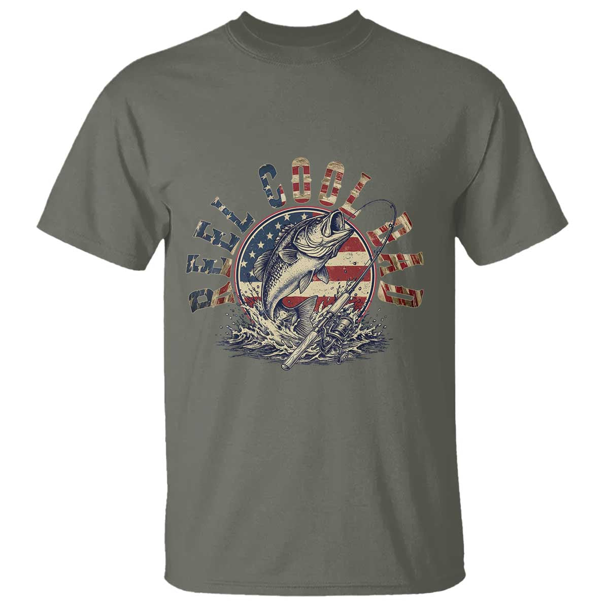 Reel Cool Dad Graphic T Shirt 4th Of July Fishing Patriotic Dad