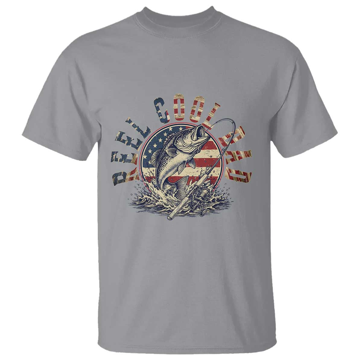 Reel Cool Dad Graphic T Shirt 4th Of July Fishing Patriotic Dad
