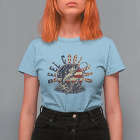 Reel Cool Dad Graphic T Shirt For Women 4th Of July Fishing Patriotic Dad