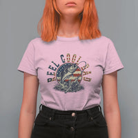 Reel Cool Dad Graphic T Shirt For Women 4th Of July Fishing Patriotic Dad