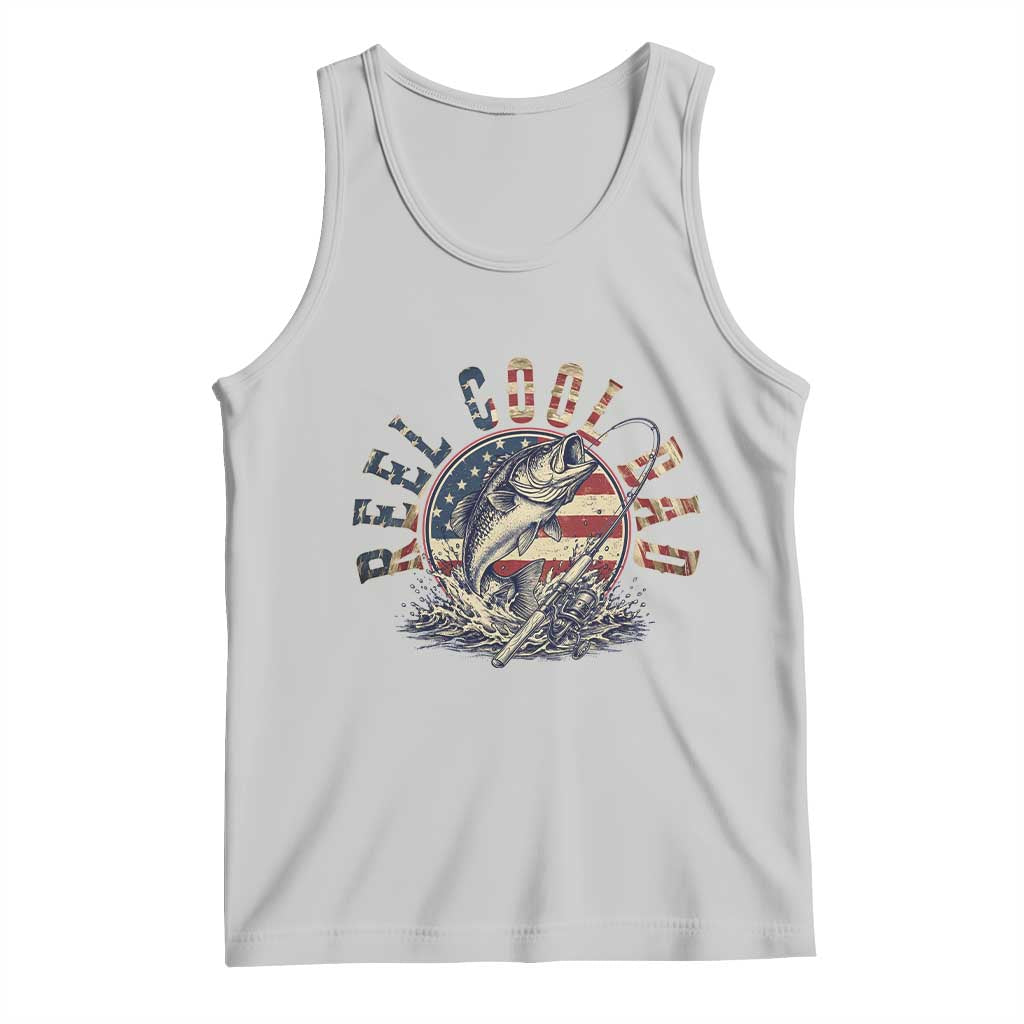 Reel Cool Dad Graphic Tank Top 4th Of July Fishing Patriotic Dad