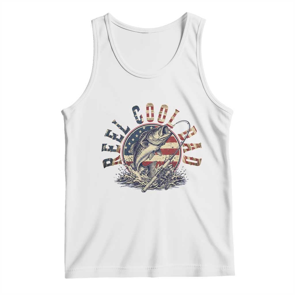 Reel Cool Dad Graphic Tank Top 4th Of July Fishing Patriotic Dad