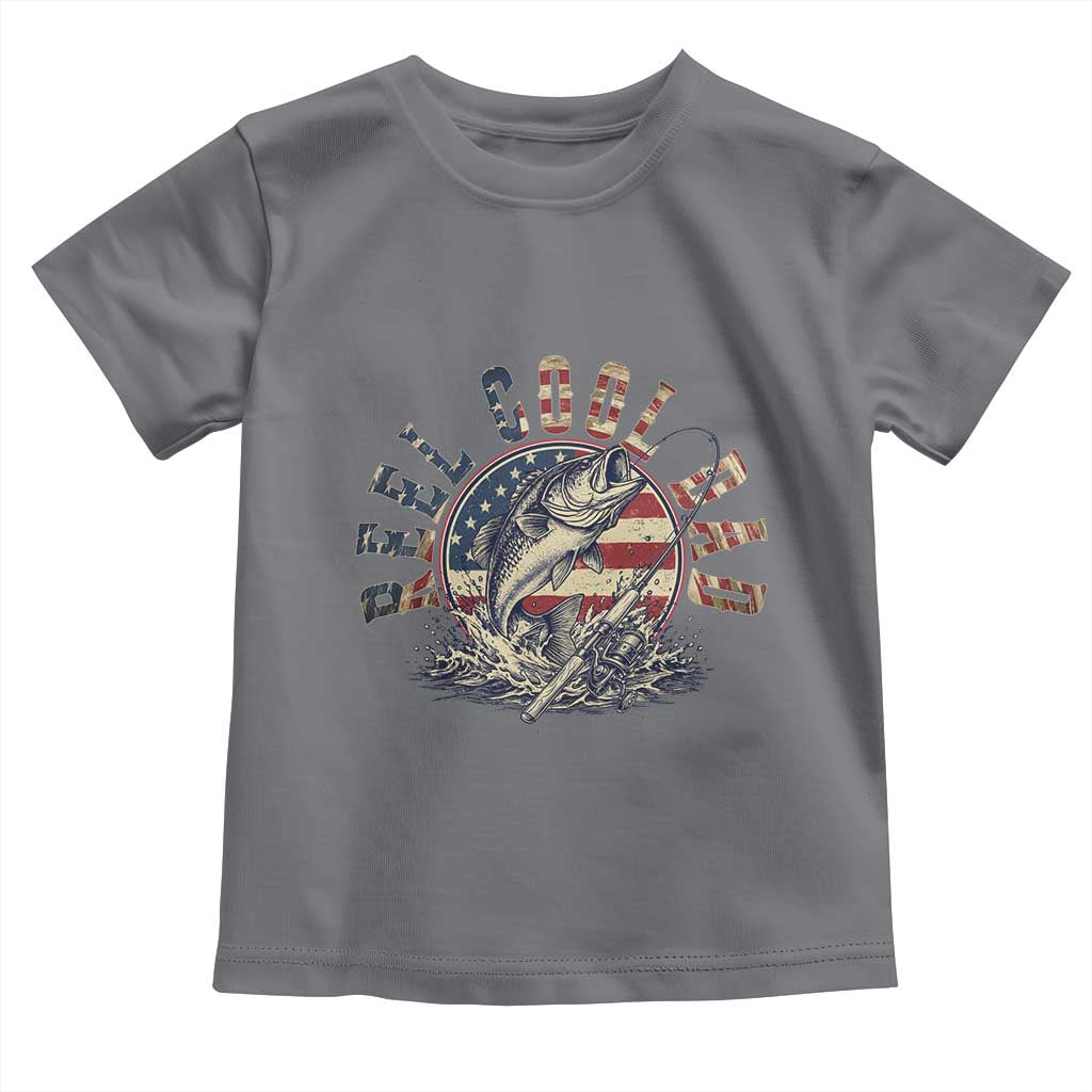 Reel Cool Dad Graphic Toddler T Shirt 4th Of July Fishing Patriotic Dad