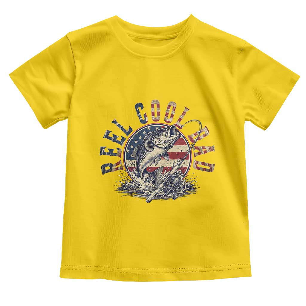 Reel Cool Dad Graphic Toddler T Shirt 4th Of July Fishing Patriotic Dad