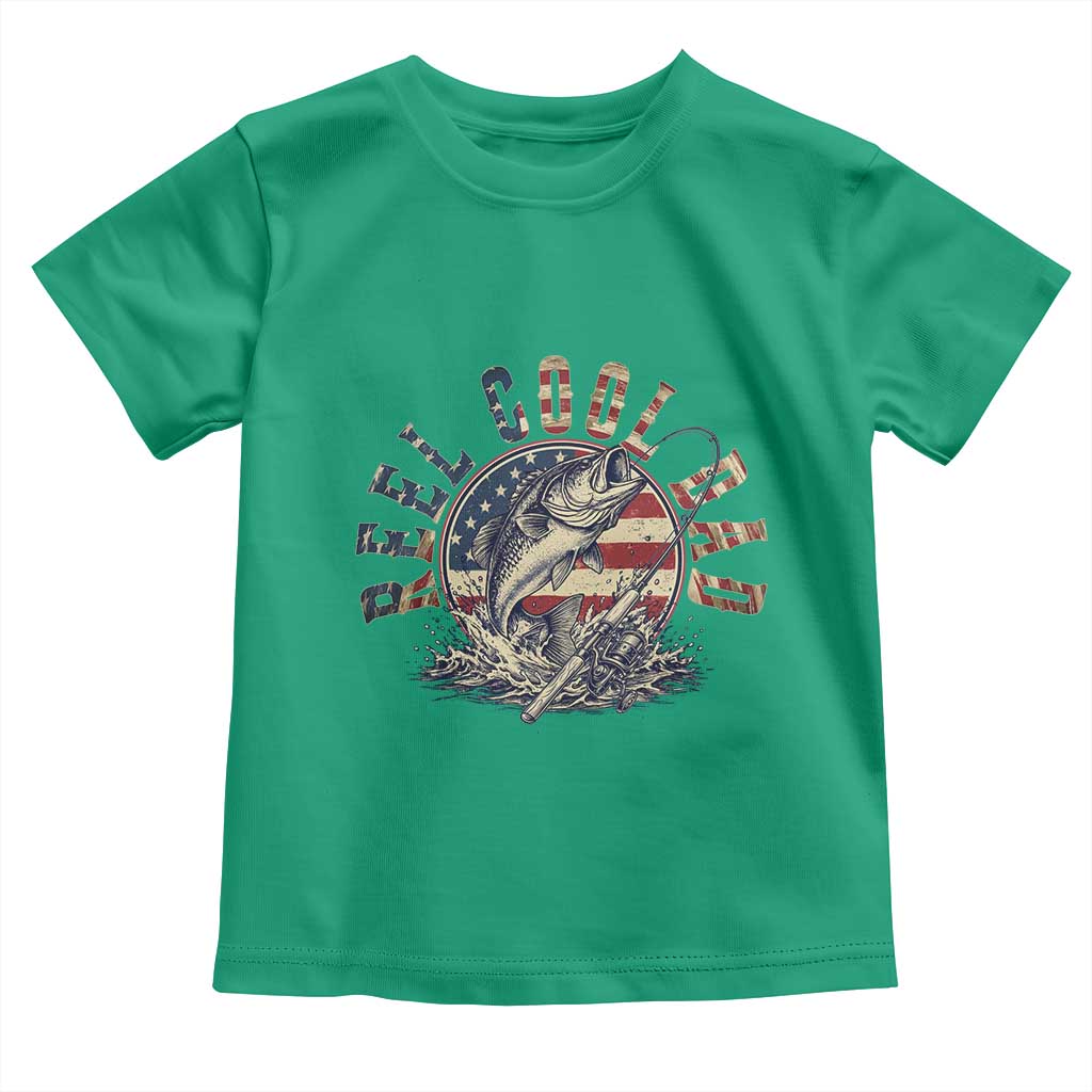 Reel Cool Dad Graphic Toddler T Shirt 4th Of July Fishing Patriotic Dad